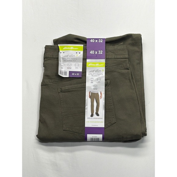 Eddie Bauer Other - Eddie Bauer Mens Utility Pants Relaxed Fit Stretch Slate Green 40x32 NWT 1566224
